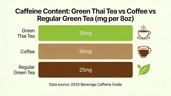 Caffeine Content: Green Thai Tea vs Coffee vs Regular Green Tea (mg per 8oz)