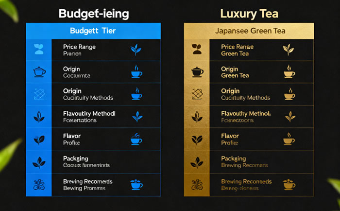 Japanese Green Tea Budget vs. Luxury Comparison