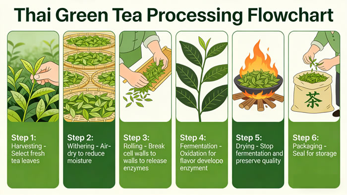 Thai Green Tea Processing Flowchart