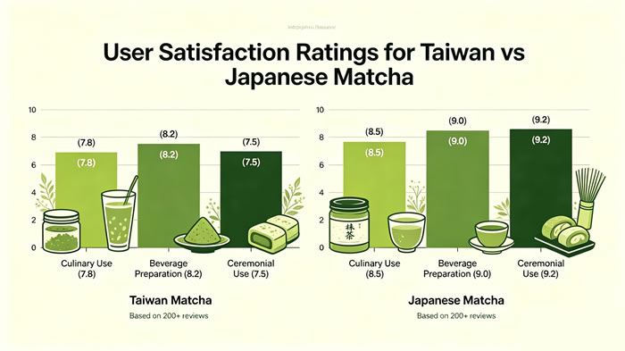User Satisfaction Ratings for Taiwan vs Japanese Matcha