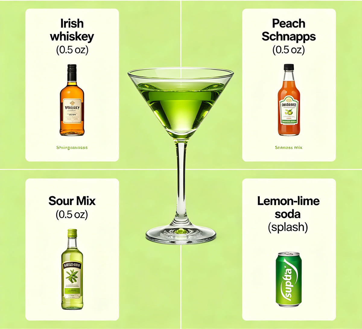 Breakdown of green tea shot ingredients and portion sizes per serving