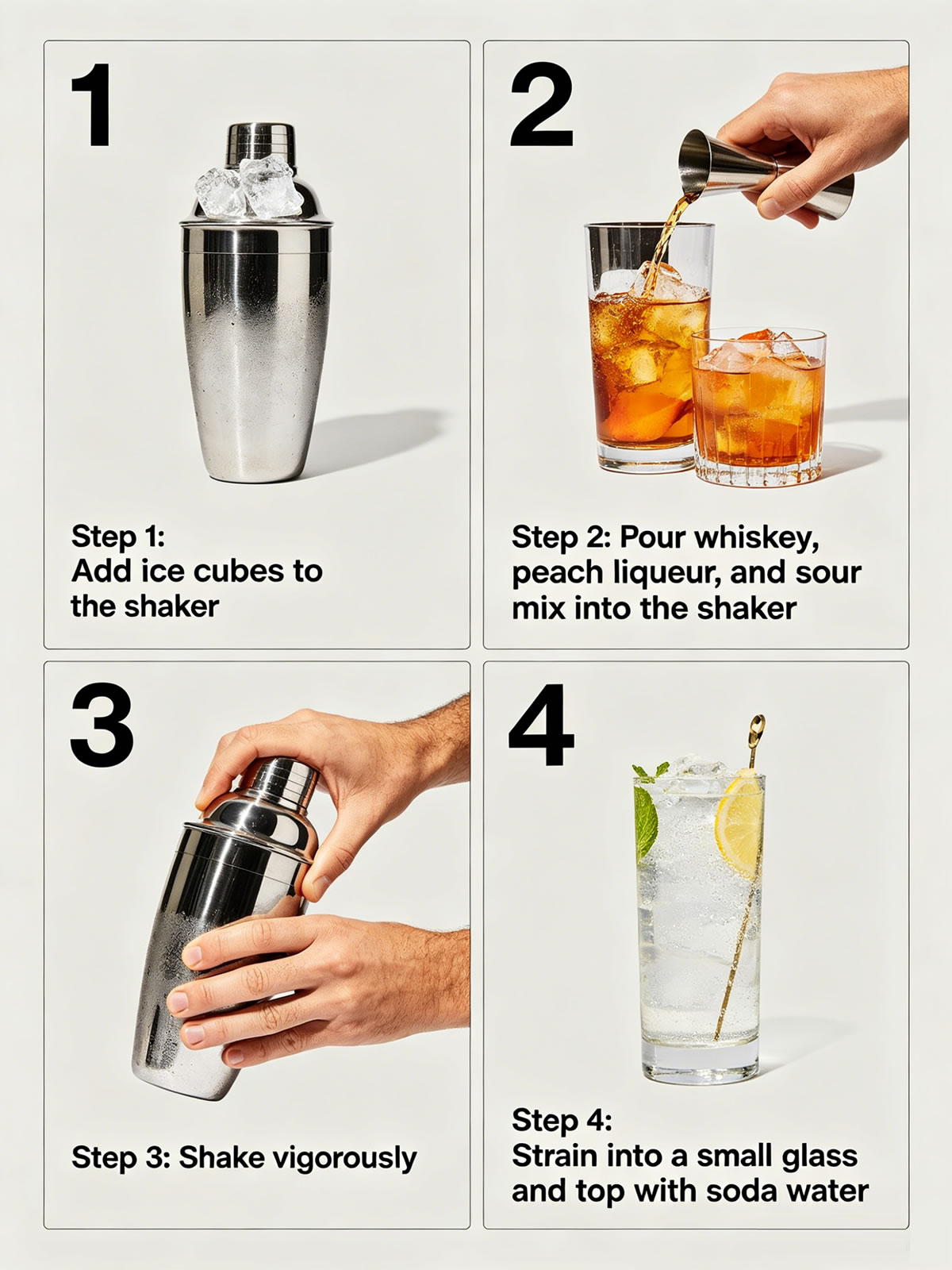 Four step visual guide to making green tea shots at home
