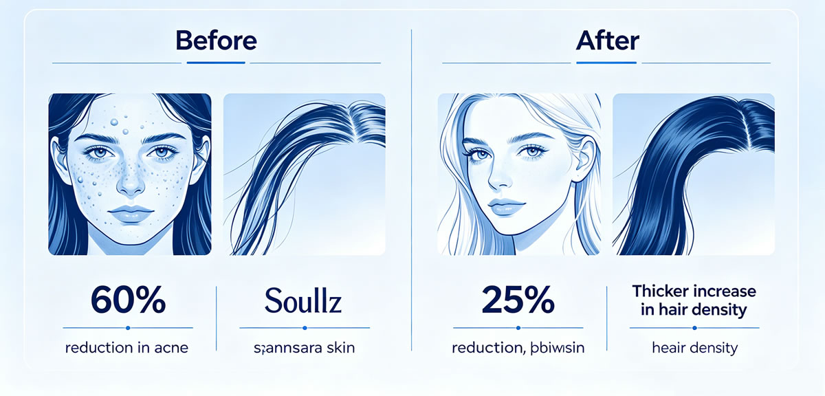 Measured skin and hair improvements from 3 months of regular green tea use